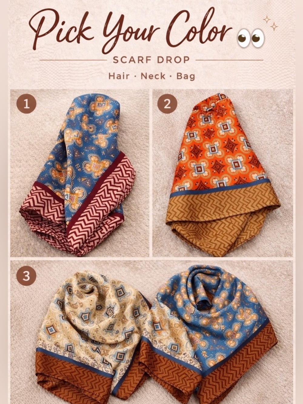 Silky Twilly Scarf For Hair, Neck, Bag, Wrap Parisian Chic Giftable